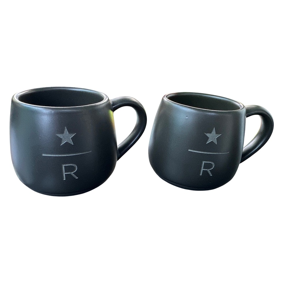 Starbucks Reserve Matte Black Espresso Cup Set 3oz Demitasse Mugs 2015 Lot of 2